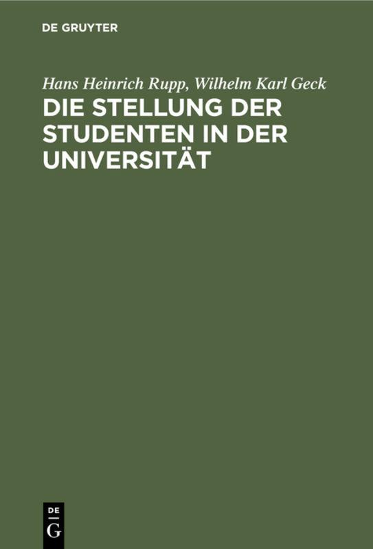 Cover-Bild Die Stellung der Studenten in der Universität