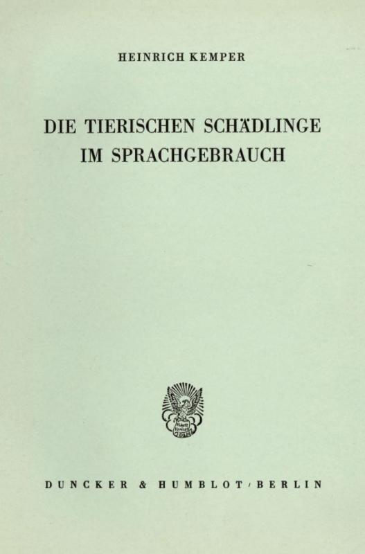 Cover-Bild Die tierischen Schädlinge im Sprachgebrauch.
