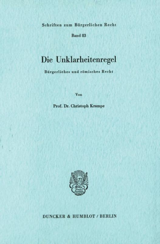 Cover-Bild Die Unklarheitenregel.