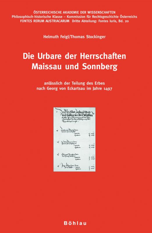 Cover-Bild Die Urbare der Herrschaften Maissau und Sonnberg