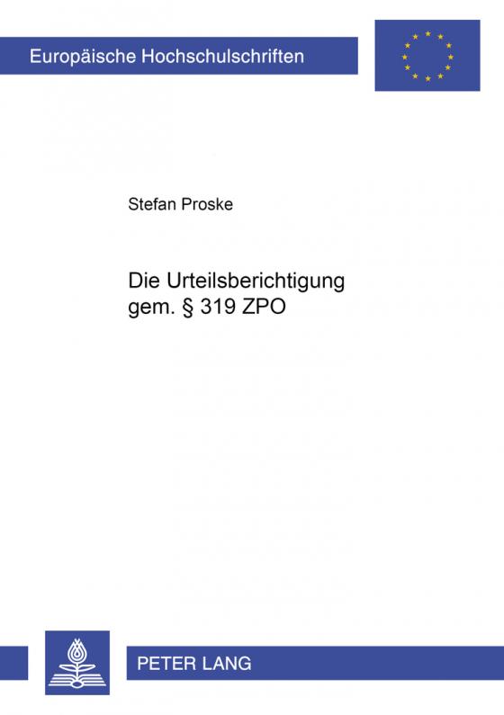 Cover-Bild Die Urteilsberichtigung gem. § 319 ZPO