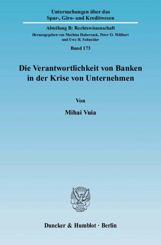 Cover-Bild Die Verantwortlichkeit von Banken in der Krise von Unternehmen.