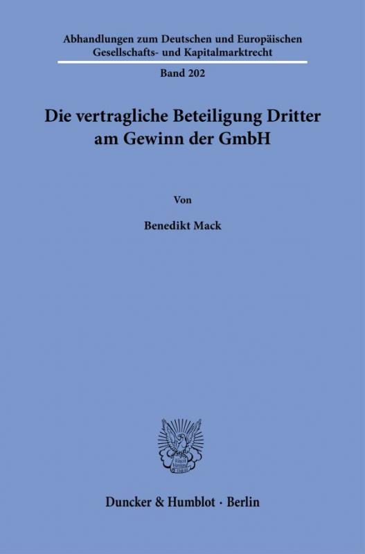 Cover-Bild Die vertragliche Beteiligung Dritter am Gewinn der GmbH.