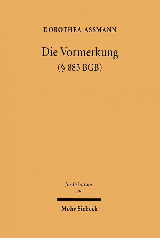 Cover-Bild Die Vormerkung (§ 883 BGB)