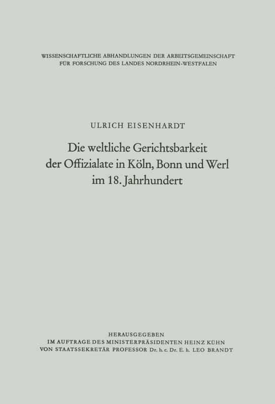 Cover-Bild Die weltliche Gerichtsbarkeit der Offizialate in Köln, Bonn und Werl im 18. Jahrhundert