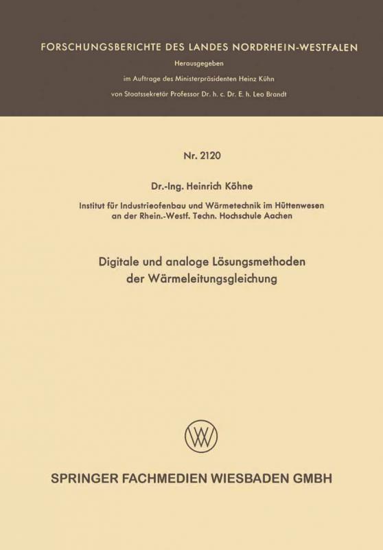 Cover-Bild Digitale und analoge Lösungsmethoden der Wärmeleitungsgleichung