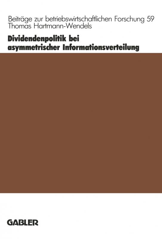 Cover-Bild Dividendenpolitik bei asymmetrischer Informationsverteilung