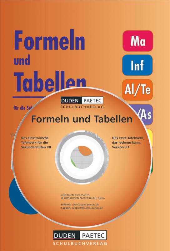 Cover-Bild Duden Formeln und Tabellen - Mathematik - Informatik - Arbeitslehre - Technik - Physik - Astronomie - Chemie - Biologie - Sekundarstufe I und II