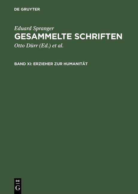 Cover-Bild Eduard Spranger: Gesammelte Schriften / Erzieher zur Humanität