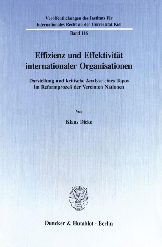 Cover-Bild Effizienz und Effektivität internationaler Organisationen.