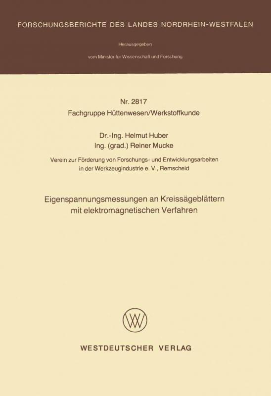 Cover-Bild Eigenspannungsmessungen an Kreissägeblättern mit elektromagnetischen Verfahren