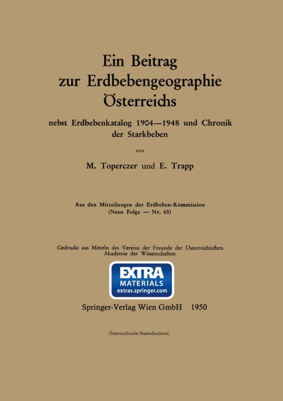 Cover-Bild Ein Beitrag zur Erdbebengeographie Österreichs