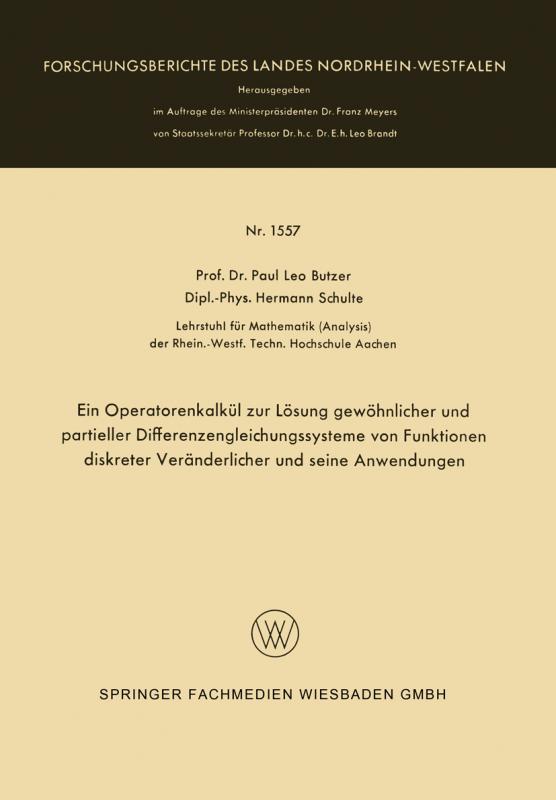 Cover-Bild Ein Operatorenkalkül zur Lösung gewöhnlicher und partieller Differenzengleichungssysteme von Funktionen diskreter Veränderlicher und seine Anwendungen