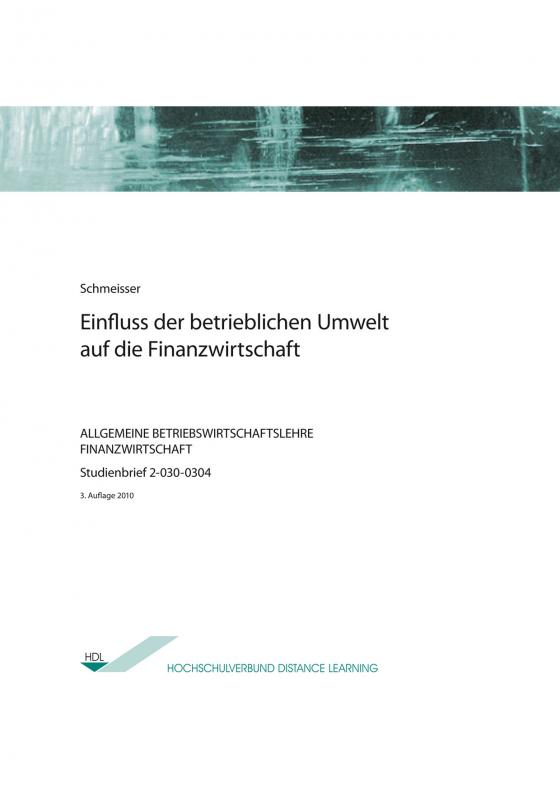 Cover-Bild Einfluss der betrieblichen Umwelt auf die Finanzwirtschaft