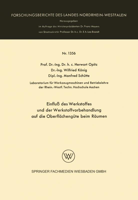 Cover-Bild Einfluß des Werkstoffes und der Werkstoffvorbehandlung auf die Oberflächengüte beim Räumen