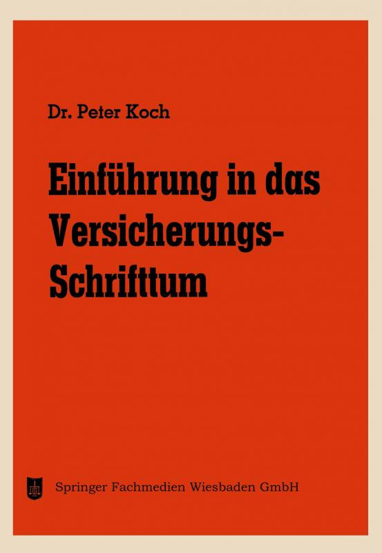 Cover-Bild Einführung in das Versicherungs-Schrifttum