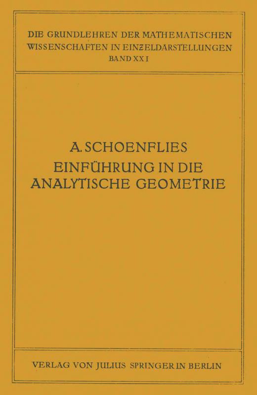 Cover-Bild Einführung in die Analytische Geometrie der Ebene und des Raumes