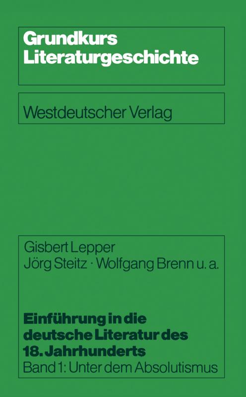 Cover-Bild Einführung in die deutsche Literatur des 18. Jahrhunderts