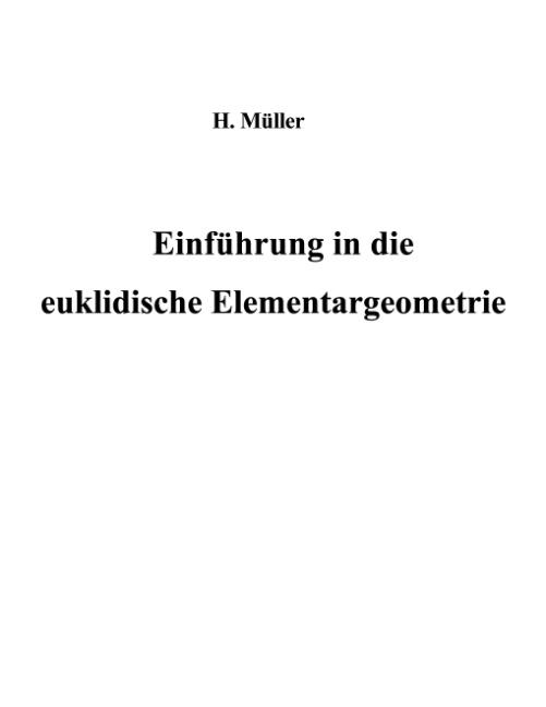 Cover-Bild Einführung in die euklidische Elementargeometrie