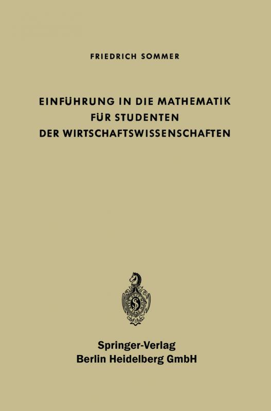 Cover-Bild Einführung in die Mathematik für Studenten der Wirtschaftswissenschaften