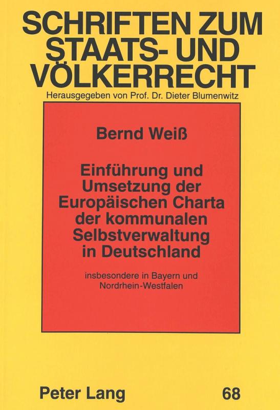 Cover-Bild Einführung und Umsetzung der Europäischen Charta der kommunalen Selbstverwaltung in Deutschland