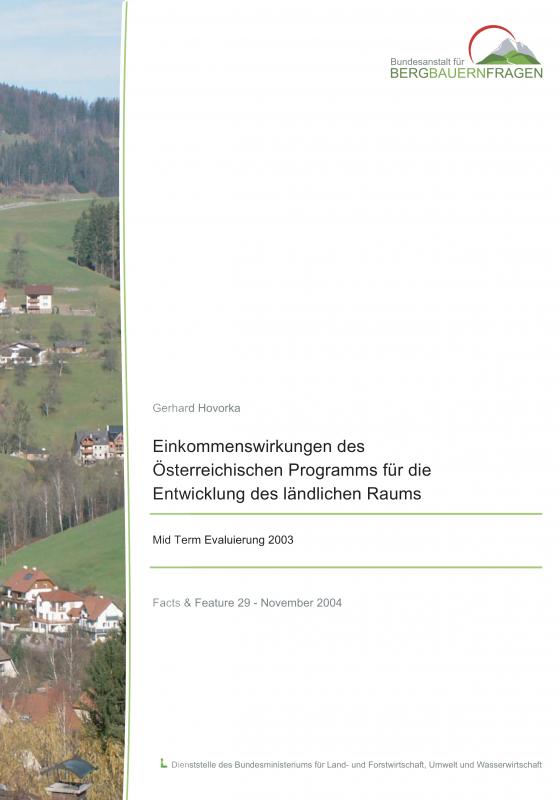 Cover-Bild Einkommenswirkungen des Österreichischen Programms für die Entwicklung des ländlichen Raums