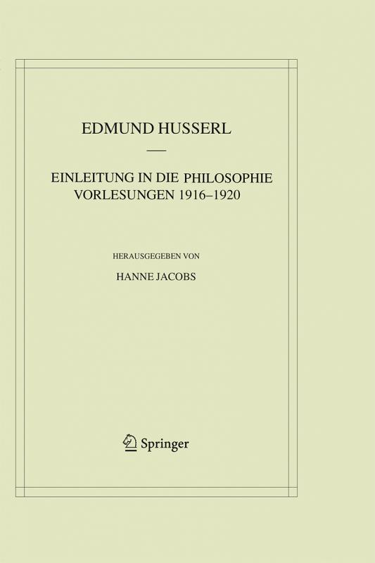 Cover-Bild Einleitung in die Philosophie. Vorlesungen 1916–1920