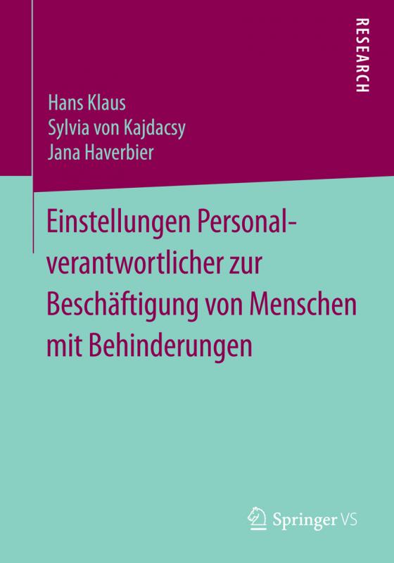 Cover-Bild Einstellungen Personalverantwortlicher zur Beschäftigung von Menschen mit Behinderungen