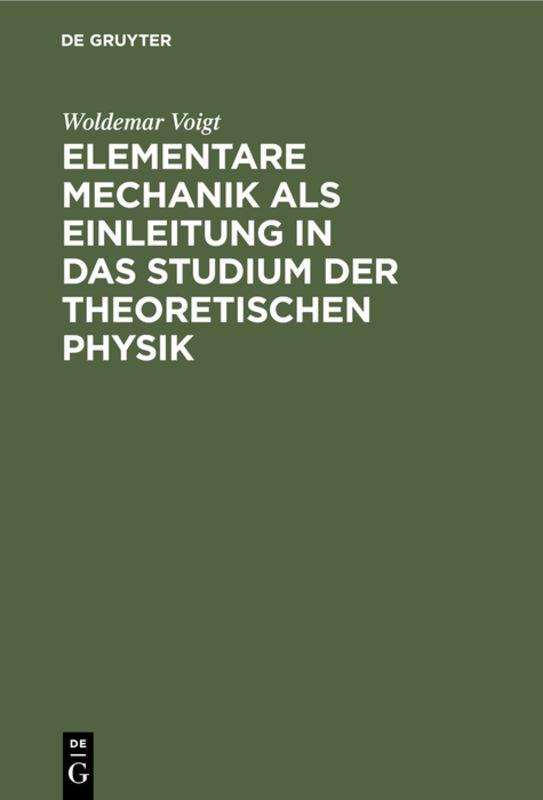 Cover-Bild Elementare Mechanik als Einleitung in das Studium der theoretischen Physik