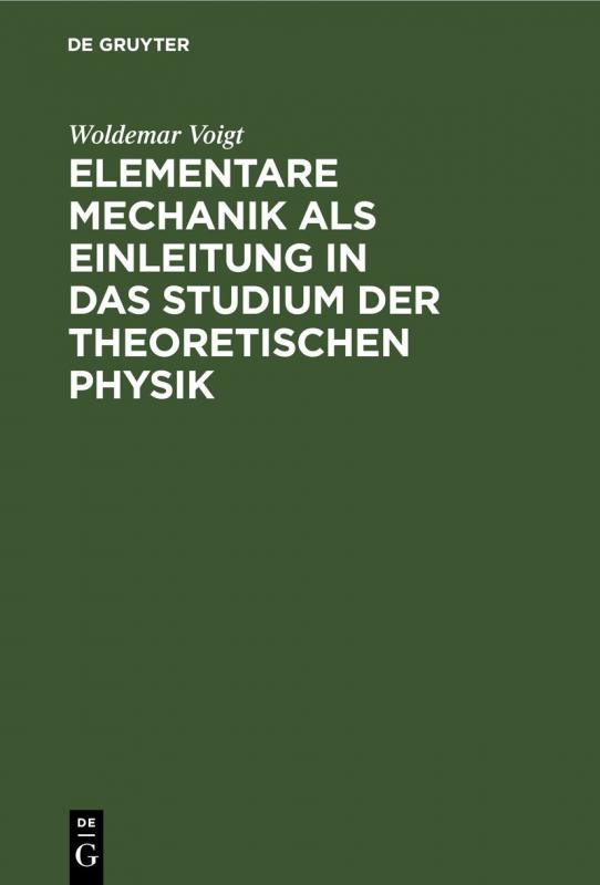 Cover-Bild Elementare Mechanik als Einleitung in das Studium der theoretischen Physik