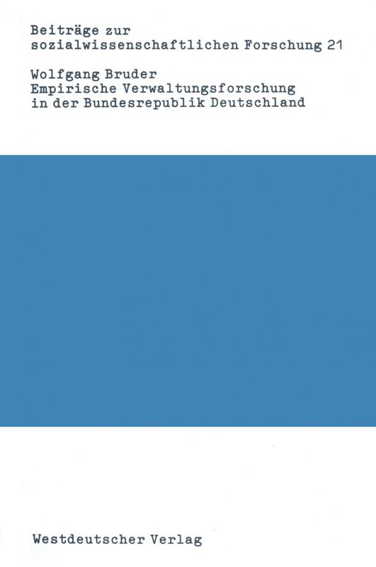 Cover-Bild Empirische Verwaltungsforschung in der Bundesrepublik Deutschland