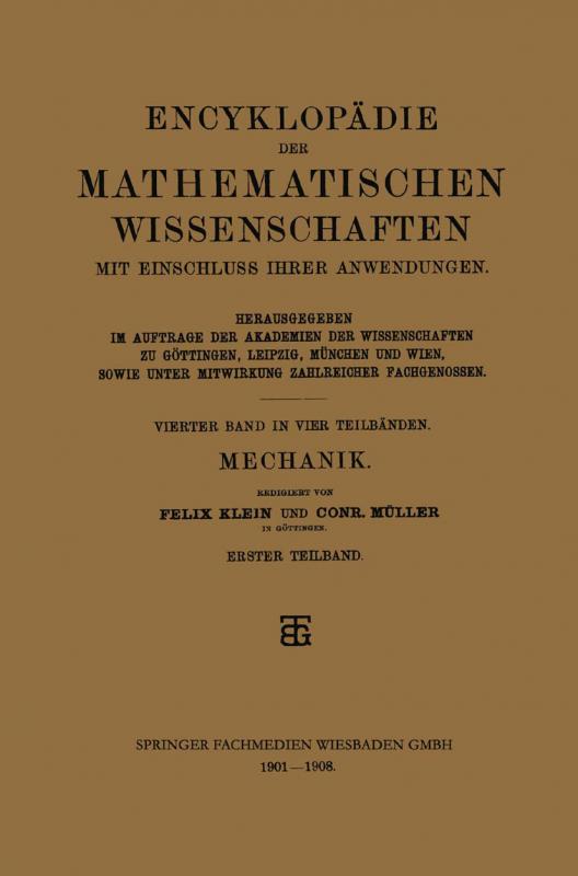 Cover-Bild Encyklopädie der Mathematischen Wissenschaften mit Einschluss ihrer Anwendungen