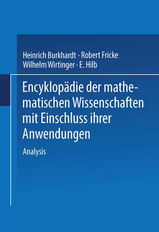 Cover-Bild Encyklopädie der Mathematischen Wissenschaften mit Einschluss ihrer Anwendungen