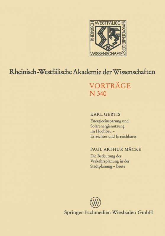 Cover-Bild Energieeinsparung und Solarenergienutzung im Hochbau — Erreichtes und Erreichbares. Die Bedeutung der Verkehrsplanung in der Stadtplanung — heute