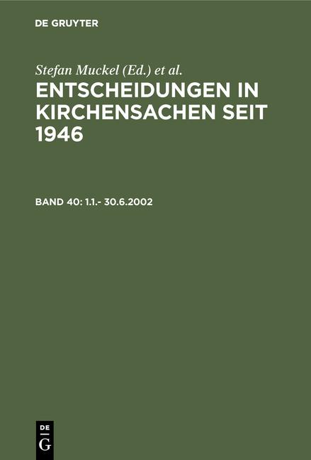 Cover-Bild Entscheidungen in Kirchensachen seit 1946 / 1.1.- 30.6.2002