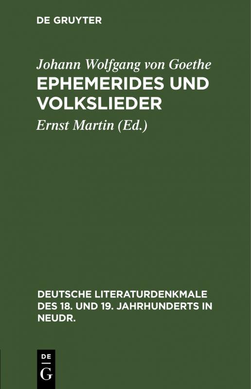 Cover-Bild Ephemerides und Volkslieder