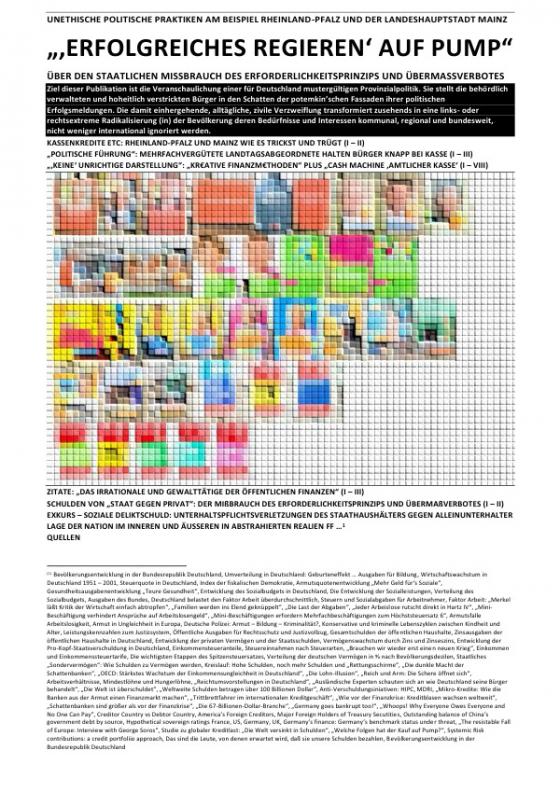 Cover-Bild „‚ERFOLGREICHES REGIEREN‘ AUF PUMP“ – UNETHISCHE POLITISCHE PRAKTIKEN AM BEISPIEL RHEINLAND-PFALZ UND MAINZ