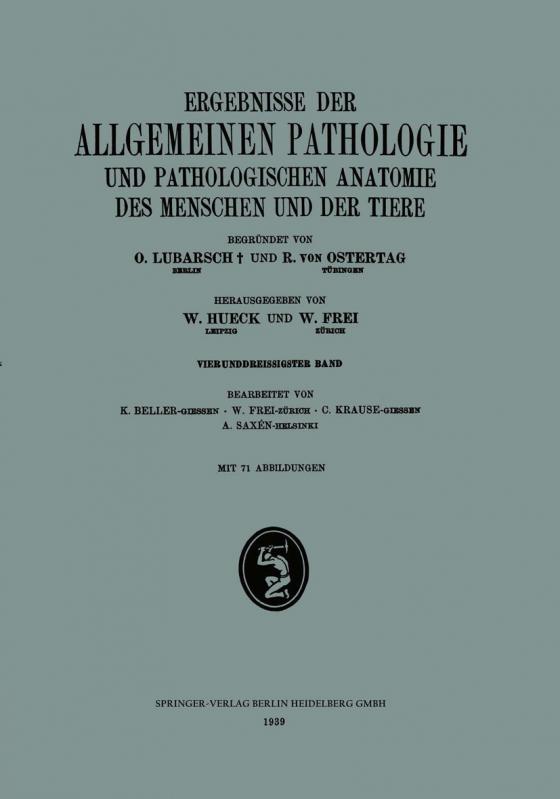 Cover-Bild Ergebnisse der Allgemeinen Pathologie und Pathologischen Anatomie des Menschen und der Tiere