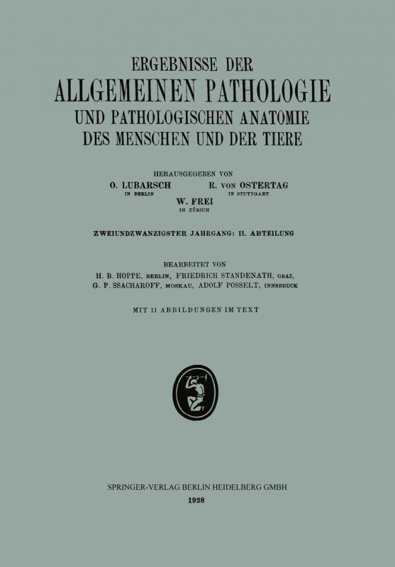 Cover-Bild Ergebnisse der Allgemeinen Pathologie und Pathologischen Anatomie des Menschen und der Tiere