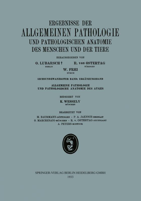 Cover-Bild Ergebnisse der Allgemeinen Pathologie und Pathologischen Anatomie des Menschen und der Tiere