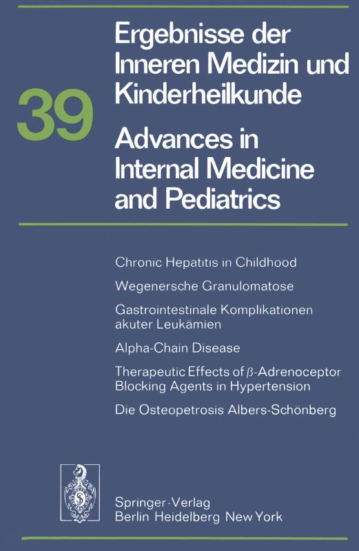 Cover-Bild Ergebnisse der Inneren Medizin und Kinderheilkunde/Advances in Internal Medicine and Pediatrics