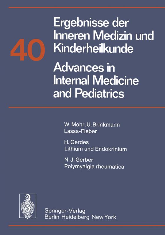 Cover-Bild Ergebnisse der Inneren Medizin und Kinderheilkunde / Advances in Internal Medicine and Pediatrics