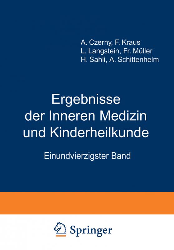 Cover-Bild Ergebnisse der inneren Medizin und Kinderheilkunde