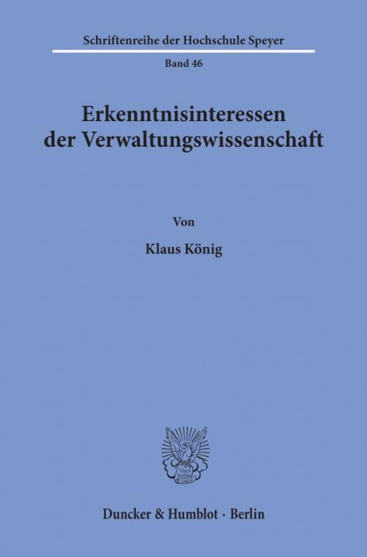 Cover-Bild Erkenntnisinteressen der Verwaltungswissenschaft.