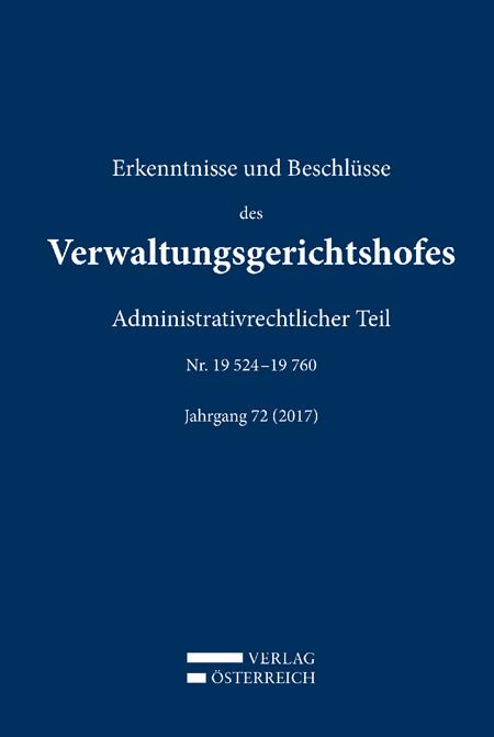 Cover-Bild Erkenntnisse und Beschlüsse des Verwaltungsgerichtshofes