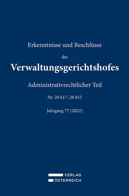 Cover-Bild Erkenntnisse und Beschlüsse des Verwaltungsgerichtshofes