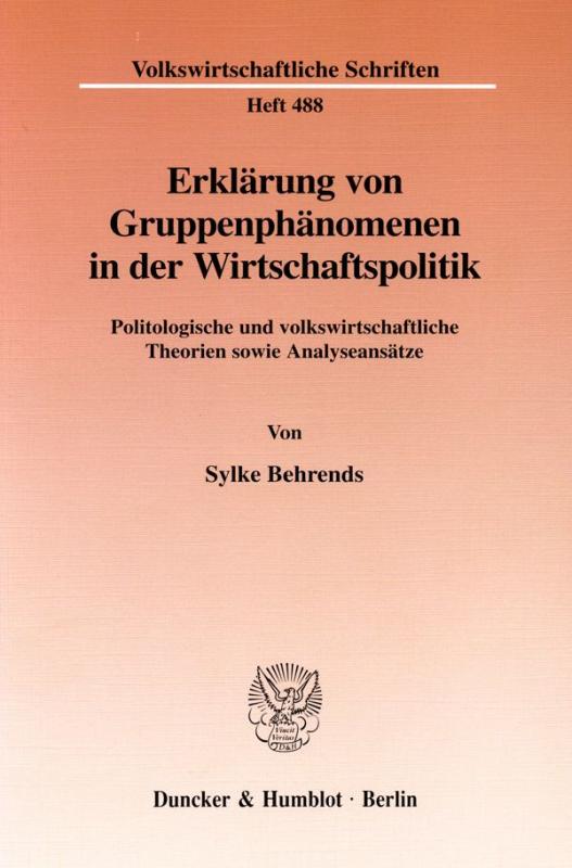 Cover-Bild Erklärung von Gruppenphänomenen in der Wirtschaftspolitik.