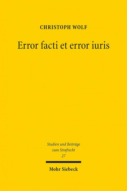 Cover-Bild Error facti et error iuris