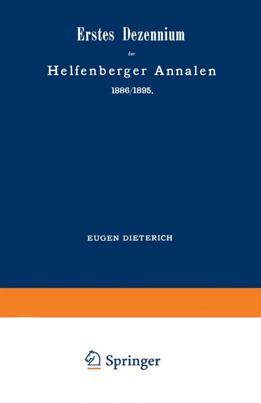 Cover-Bild Erstes Dezennium der Helfenberger Annalen 1886/1895 / Helfenberger Annalen 1896