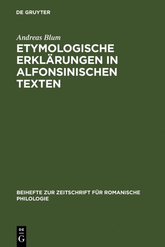 Cover-Bild Etymologische Erklärungen in alfonsinischen Texten